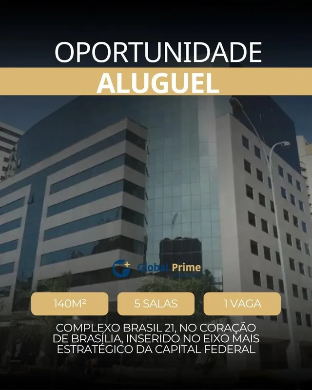 Sala Comercial 140m² | Complexo Brasil 21 | Bloco AEstrutura corporativa para ad...