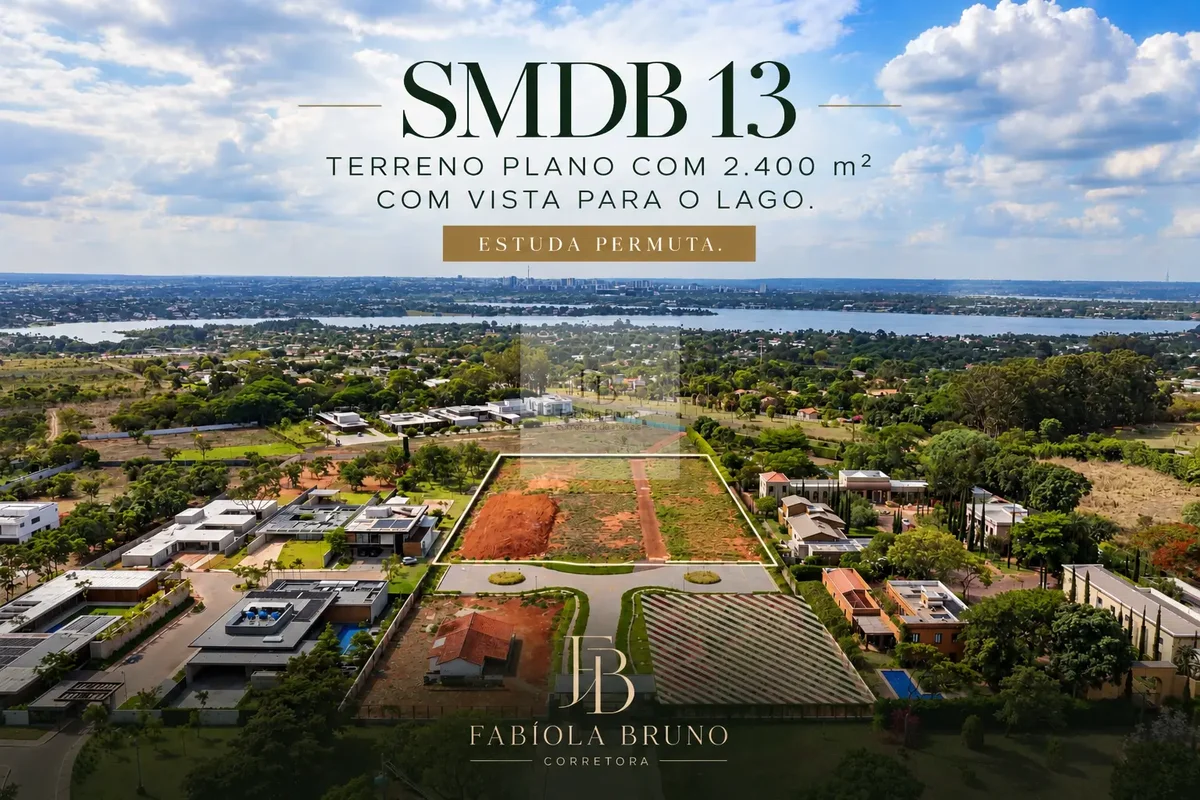 Terreno plano de 2.400 m², em condomínio fechado na SMDB Conjunto 13, Lago Sul. ...