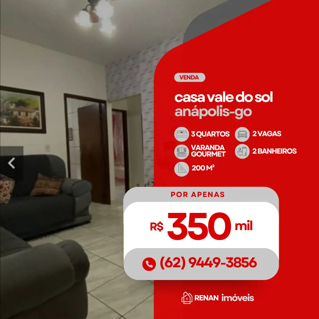 Casa para VendaCASA 3Q SÚITE LOTE 200 MTS FIMANÇIAR 400,000,00 MIL - Anápolis / ...
