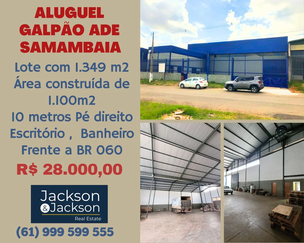 ALUGUEL GALPÃO ADE SAMAMBAIALote com 1.349 m2 Área Construída de 1.100 m2Sistema...