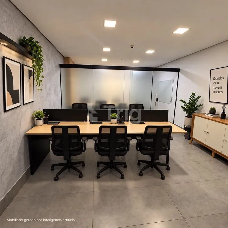 Sala comercial mobiliada para locação no Inove Intelligent Place, com ambiente m...