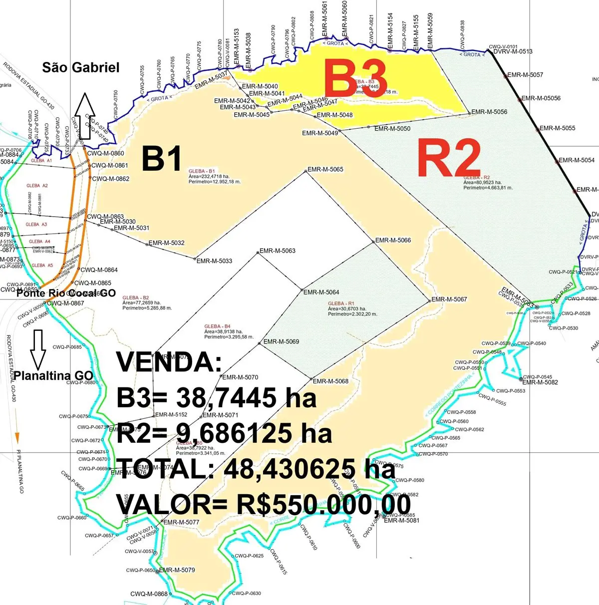 PERMUTA DE FAZENDA/GO 48,430625 ha POR AP ELEVADOR (61) 99812.5154PERMUTO POR AP...