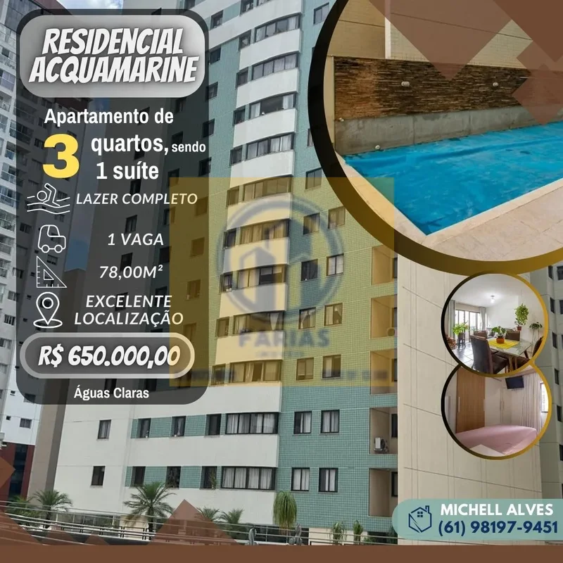 Residencial Acquamarine – Águas Claras SulLindo apartamento composto por 3 quart...