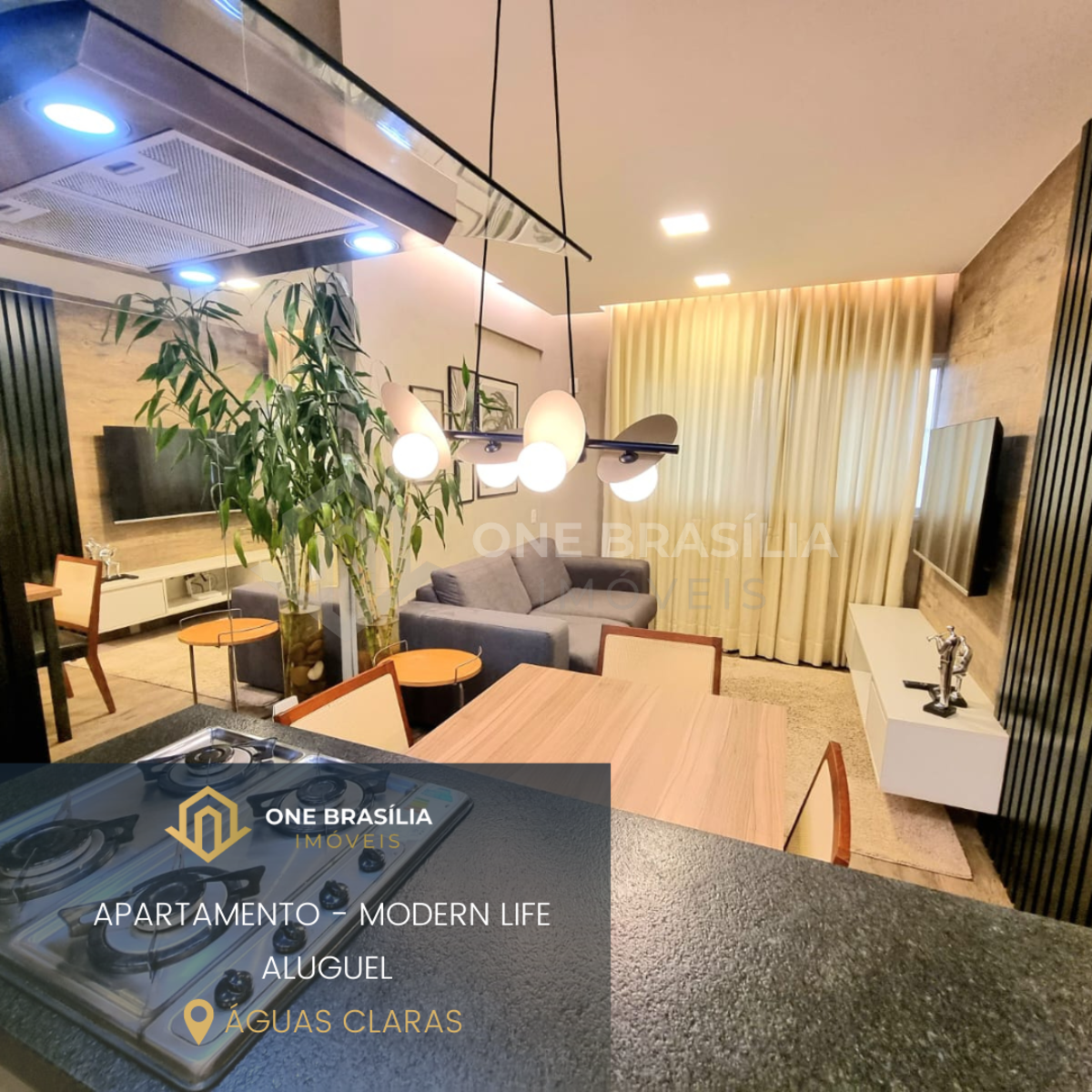 Apartamento mobiliado - 1 quarto luxuoso, pronto para morar. Sala Cozinha americ...