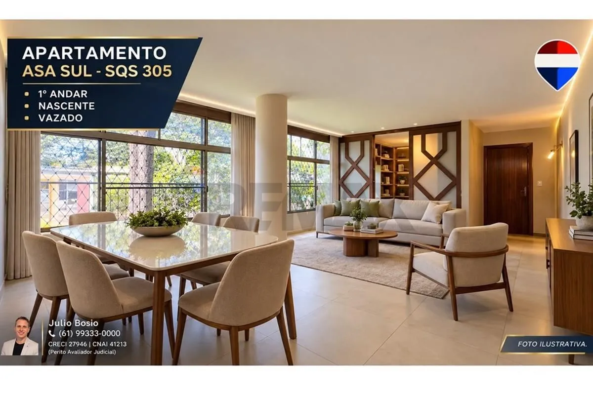 1º ANDAR, VAZADO, SEM GARAGEMJulio Bosio(61) 99333-0000133,53 m² de área útilApa...