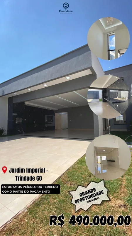 VENDE-SE CASA: JARDIM IMPERIAL, TRINDADE-GOIÁS!Área Construída: 120,00 m²LOTE: 9...
