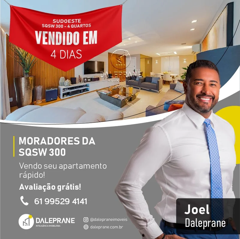 SQSW 300 | Reformado, Andar Alto, 3 Quartos (2 Suítes) | 3 Vagas.DALEPRANE IMÓVE...