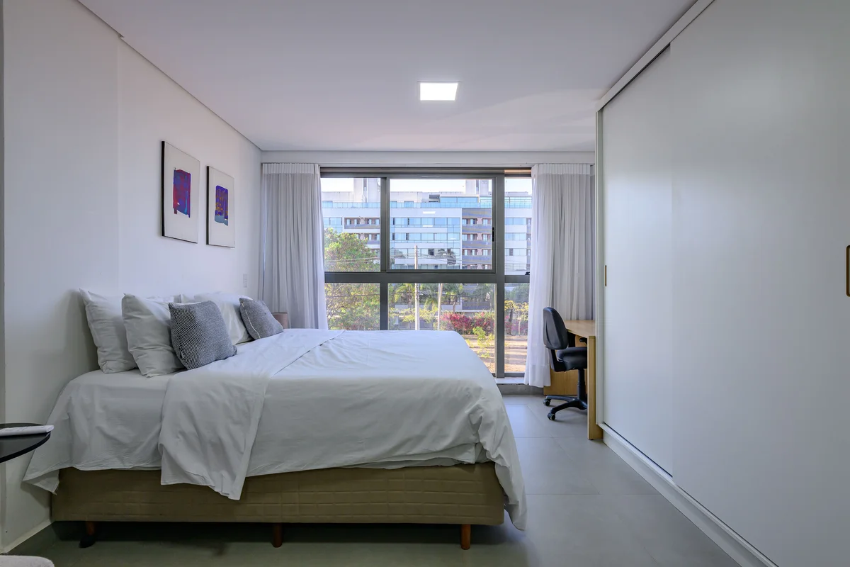 Studio mobiliado para locação no Parque Mall & Residence - Noroeste.Morar no Nor...