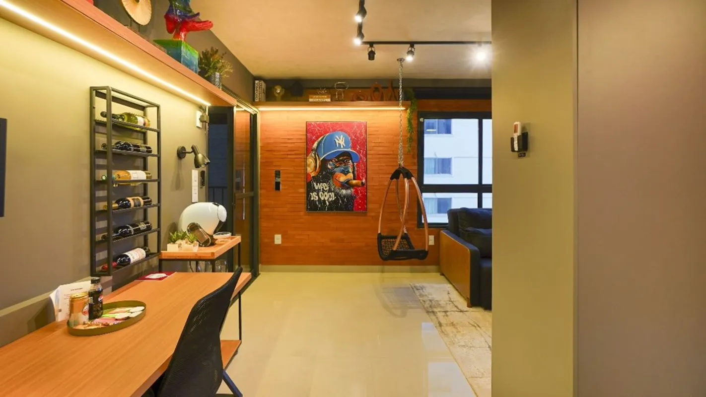 Ritmo Bueno1 quarto com 52m²Localizado em andar alto, totalmente mobiliado e dec...