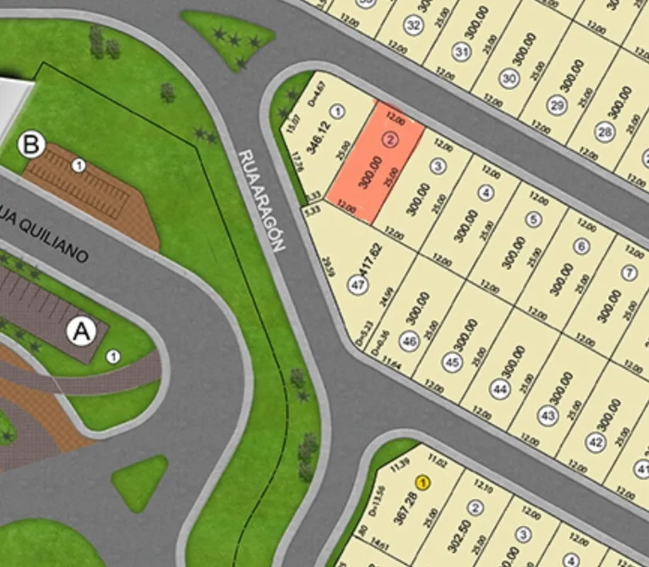Lote 300 m² – Condomínio FechadoJARDINS BARCELONADimensões: 12 x 25 m (Frente: 1...