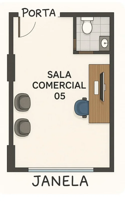 SALA COMERCIALÁREA PRIVATIVA: 28,89 m²Vista livre para o NascenteBanheiro privat...