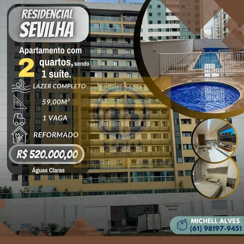 Belíssimo apartamento no Residencial Sevilha (Águas Claras Sul)- Reformadíssimo;...