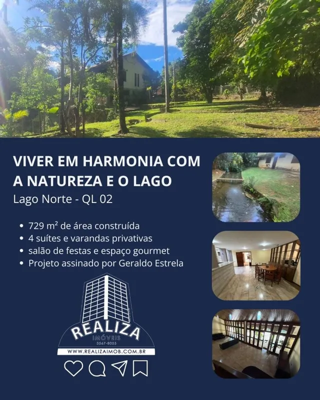 QL 02 PONTA DE PICOLÉ, ACEITA FINANCIAMENTO, Lago Norte Imóvel Exclusivo à Venda...