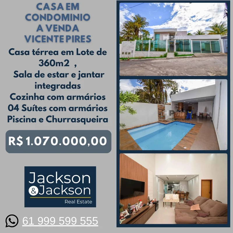 Casa Moderna em Condomínio Vicente PiresCom fachada moderna, localizada em Condo...