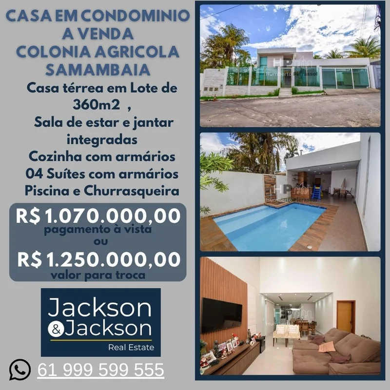 Casa Moderna em Condomínio Colonia Agricola SamambaiaCom fachada moderna, locali...