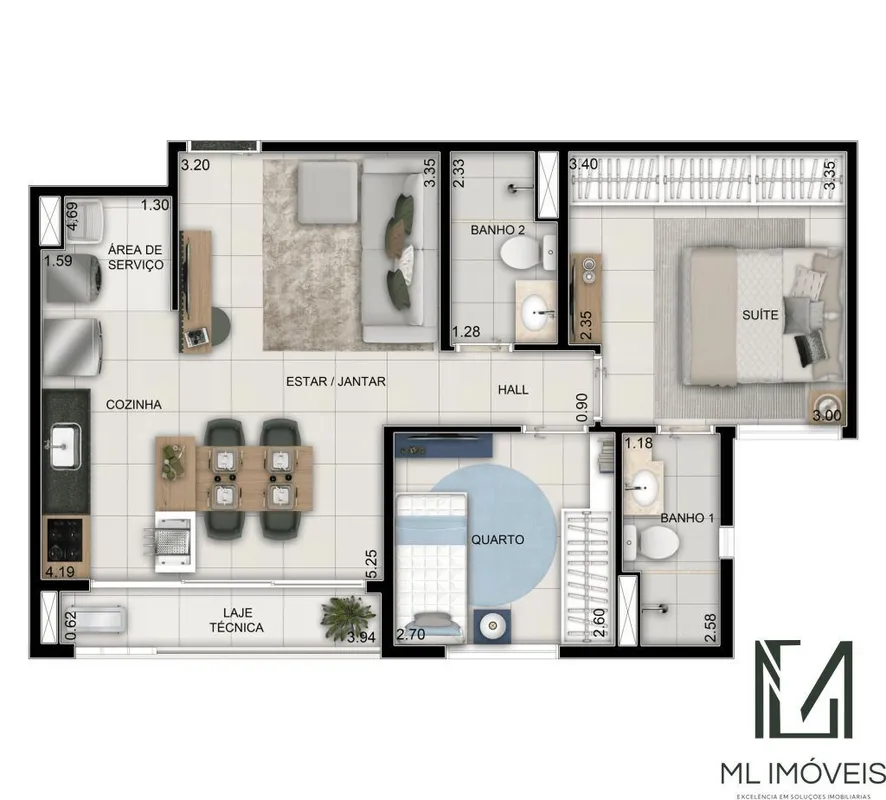 Apartamento Wish Trinta e Sete | Setor Bueno | Goiânia | 58,65m²Apartamento loca...