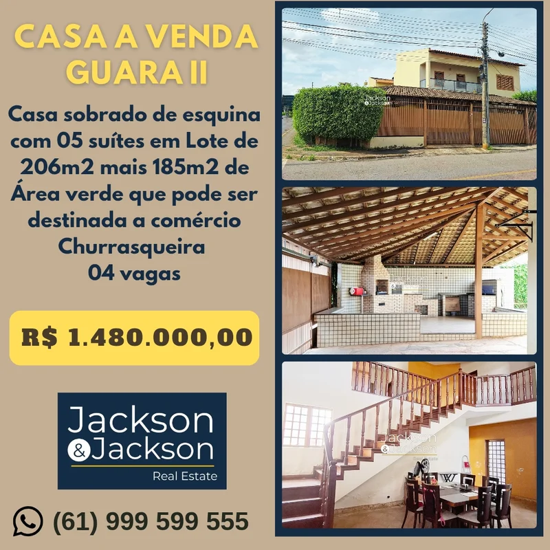 Casa à venda na QE 32, Guara II, no coração de Guara, DF. Este sobrado oferece c...