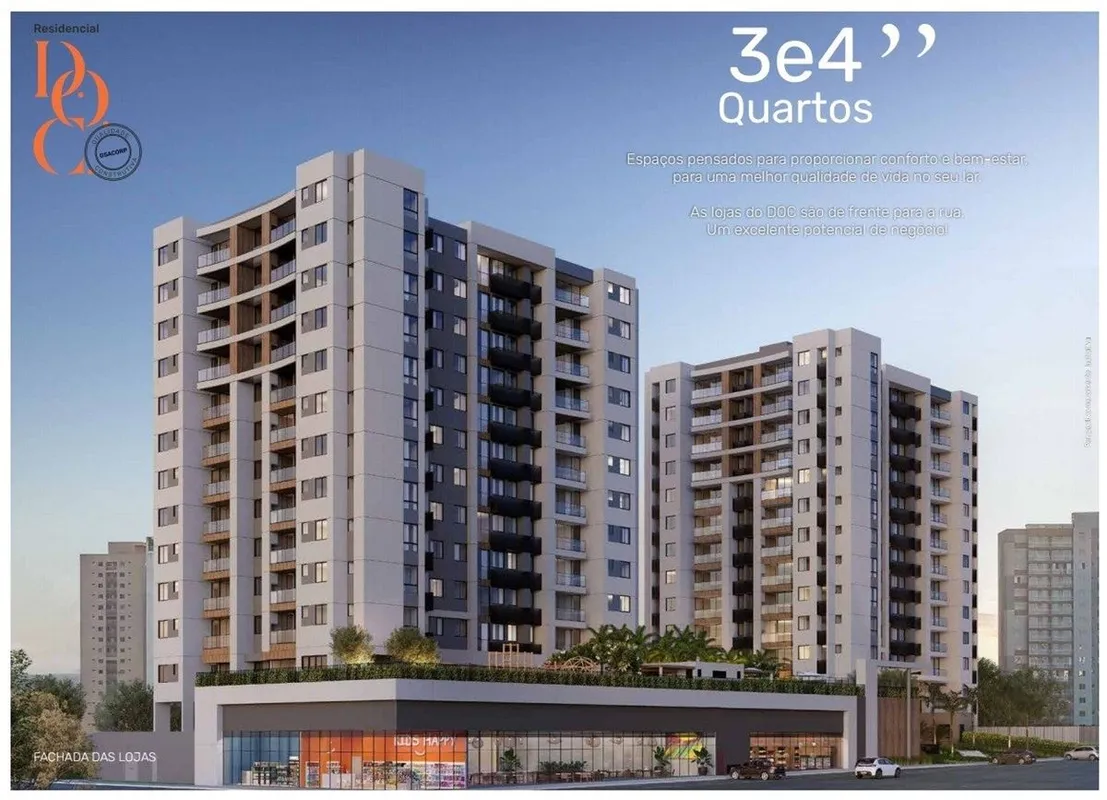 RESIDENCIAL DOC APARTAMENTO COM ÁREA 85,66M² A 118,40M²COMPOSIÇÃO: VARANDA, SALA...