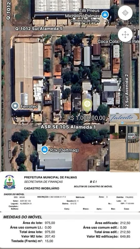 GALPÃO COM 975 M²;ÁREA CONSTRUIDA 300 M²;R$ 1.000.000,00.Entre em contato e agen...