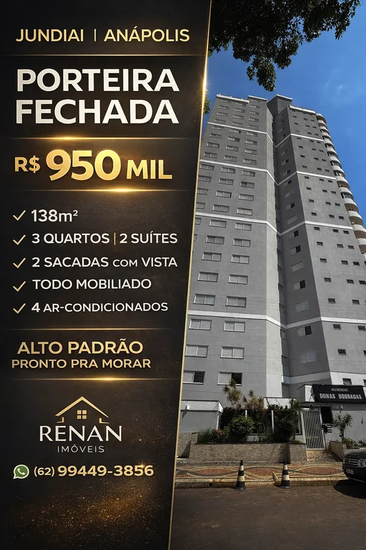 APARTAMENTO À VENDA | RESIDENCIAL DUNAS DOURADAS | JUNDIAÍ | ANÁPOLIS/GOPORTEIRA...