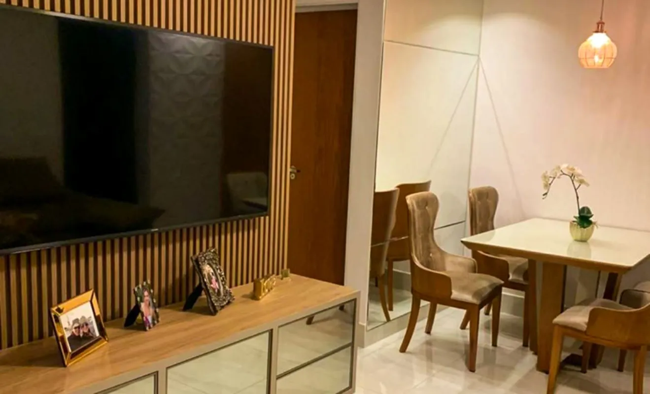 Apartamento de 59mÂ² com 02 quartos, sendo 01 suÃ­te com ar-condicionado. Sala p...