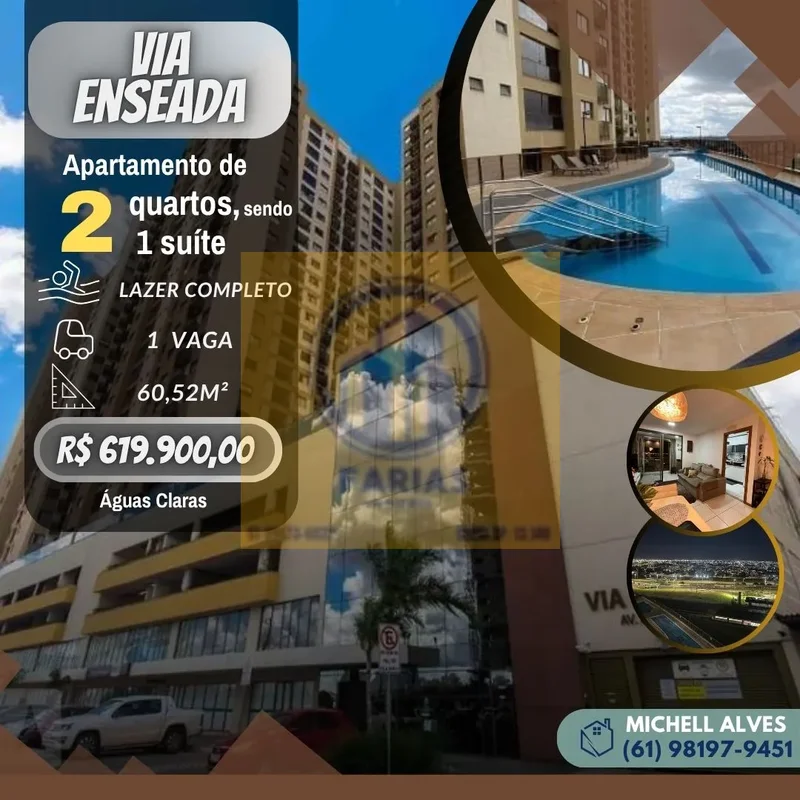 Belíssimo apartamento no Residencial Via Enseada - Águas Claras Sul.- 2 Quartos,...