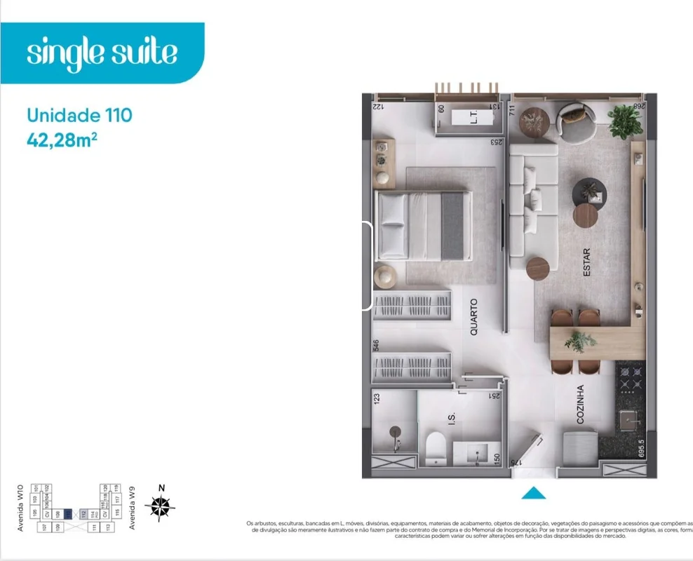 Ágio de R$ 159.000 e saldo devedor de R$ 500.000,00. Unidade com 42,28m², vaga d...
