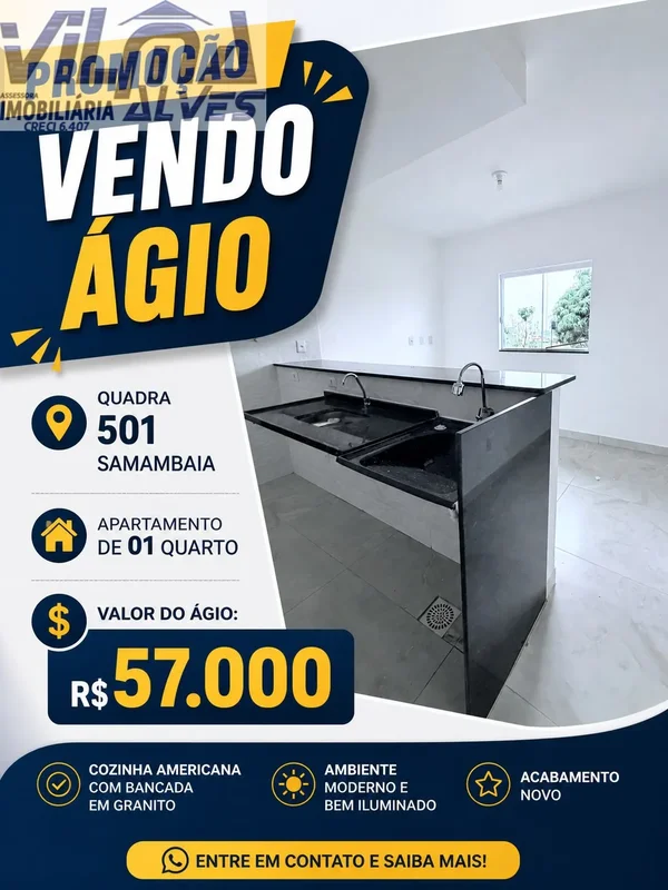 VILMA ALVES NEGÓCIOS IMOBILIÁRIOS VENDE ÁGIOAPARTAMENTO NA QN 501 DE SAMAMBAIA P...