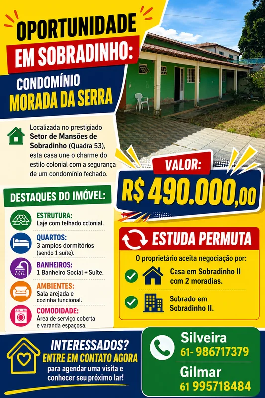 OPORTUNIDADE EM SOBRADINHO: CONDOMÍNIO MORADA DA SERRALocalizada no prestigiado...