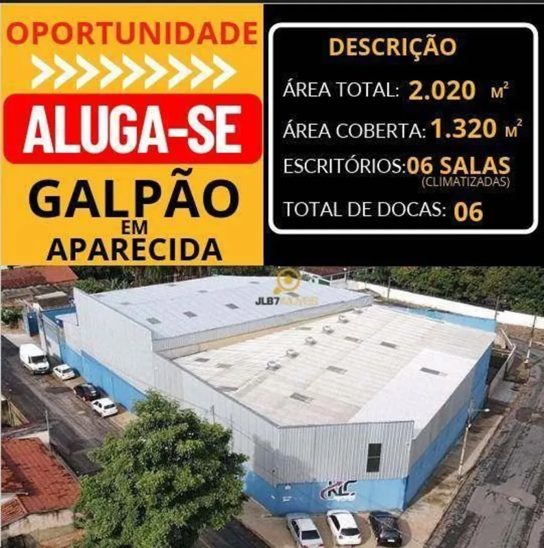 Oportunidade: Aluga-se Galpão em Aparecida de GoiâniaDescrição do Imóvel:Área To...