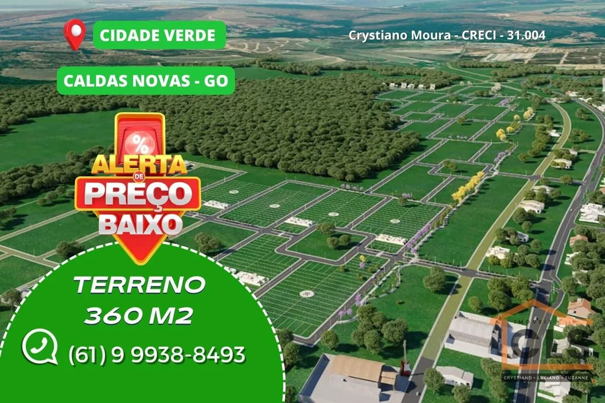 Terreno com 360m no Setor Lagoa Quente, em frente ao Bairro Cidade Verde. Distan...