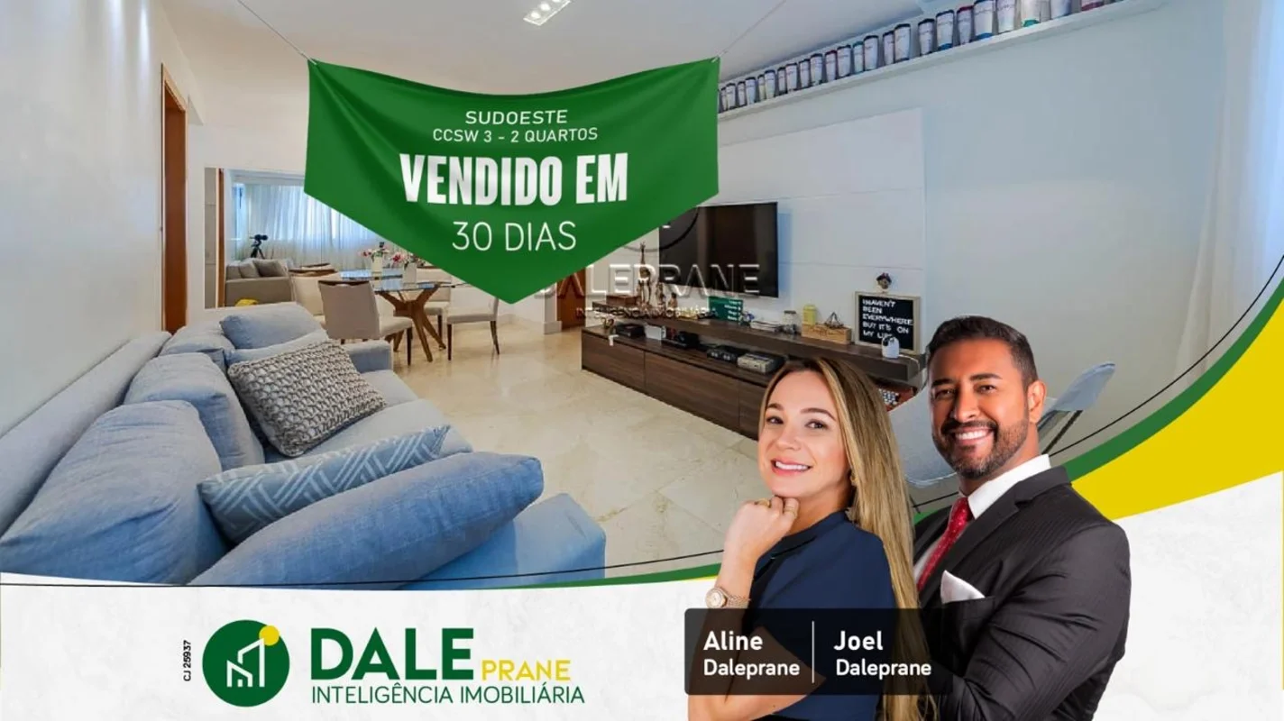 DALEPRANE VENDECCSW 3 – Sudoeste | 69 m² | 2 Quartos | 1 Suíte | 1 Vaga | Condom...