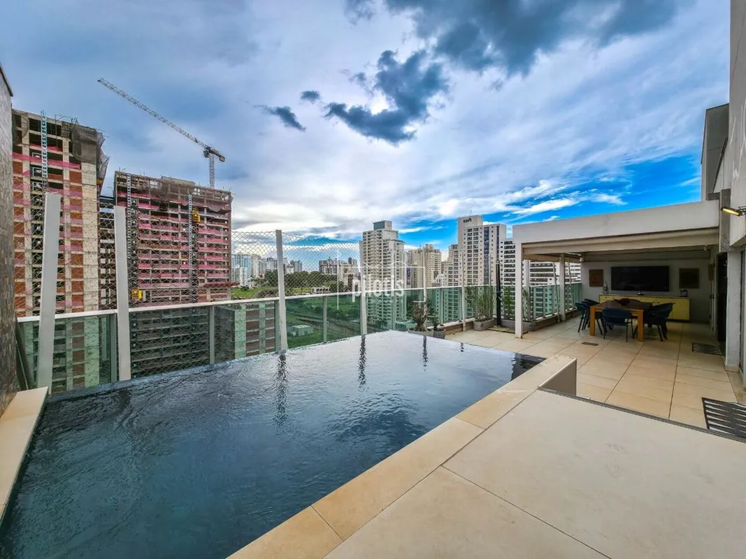 Sala com 2 ambientesVaranda com piscina de borda infinita e aquecidaEspaço gourm...