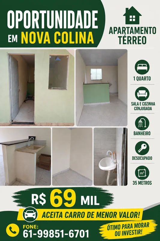 Apartamento térreo em Nova Colina.Próximo de Parada de ônibus e do supermercado ...