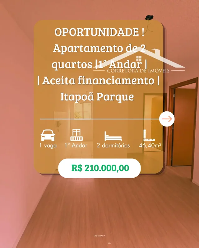 VENDE-SE apartamento de 2 quartos Original no itapoã parque por R$210 mil.Andar ...