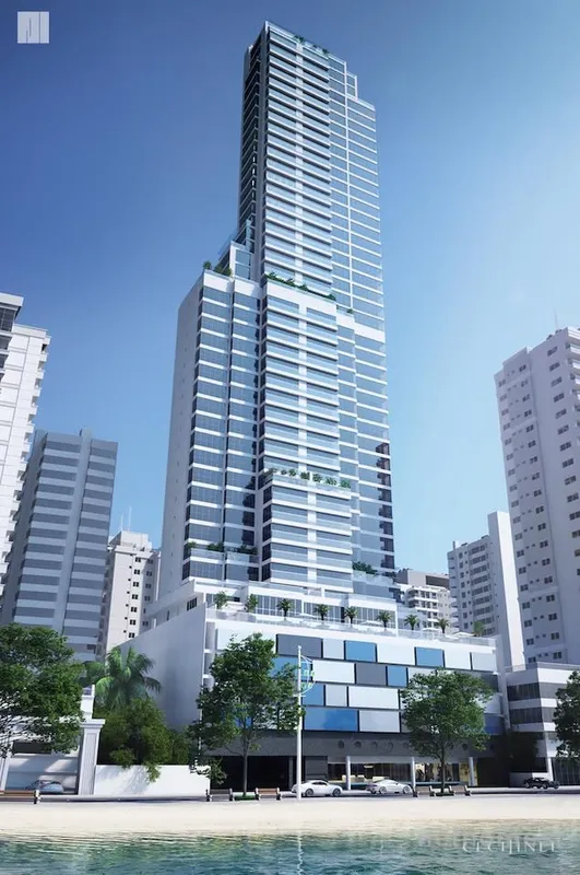 O Edifício Splendido se destaca na Barra Norte de Balneário Camboriú com a arqui...