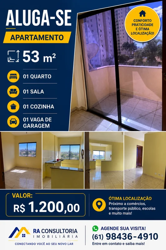 Ótima Oportunidade!!! Apartamento de 01 quarto, sala, cozinha, banheiro e 01 vag...