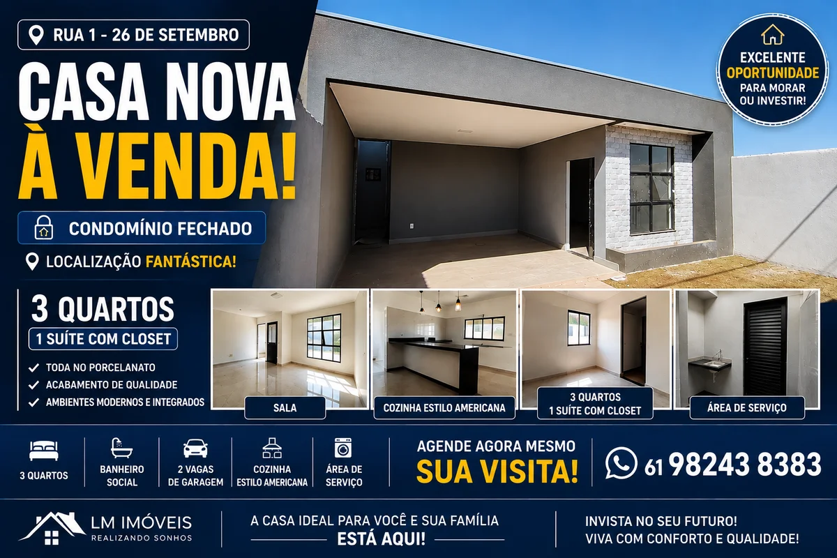 CASA NOVA À VENDA NA RUA 1 – 26 DE SETEMBROExcelente oportunidade para quem busc...