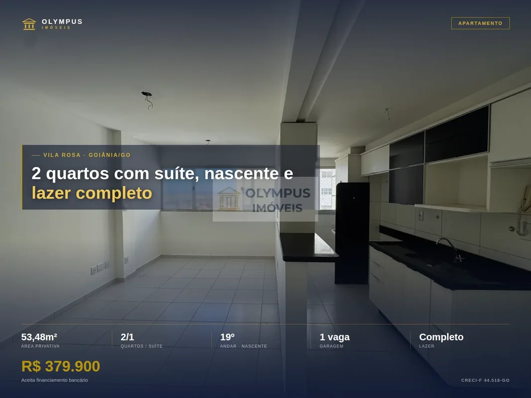 Apartamento de 2 quartos com suíte, nascente e lazer completo na Vila RosaAparta...