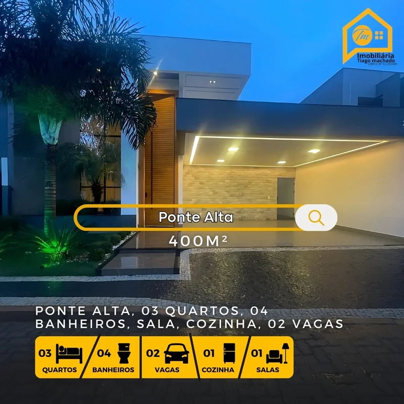 Linda casa em excelente localização na Ponte Alta Norte- Casa com 03 quartos, se...