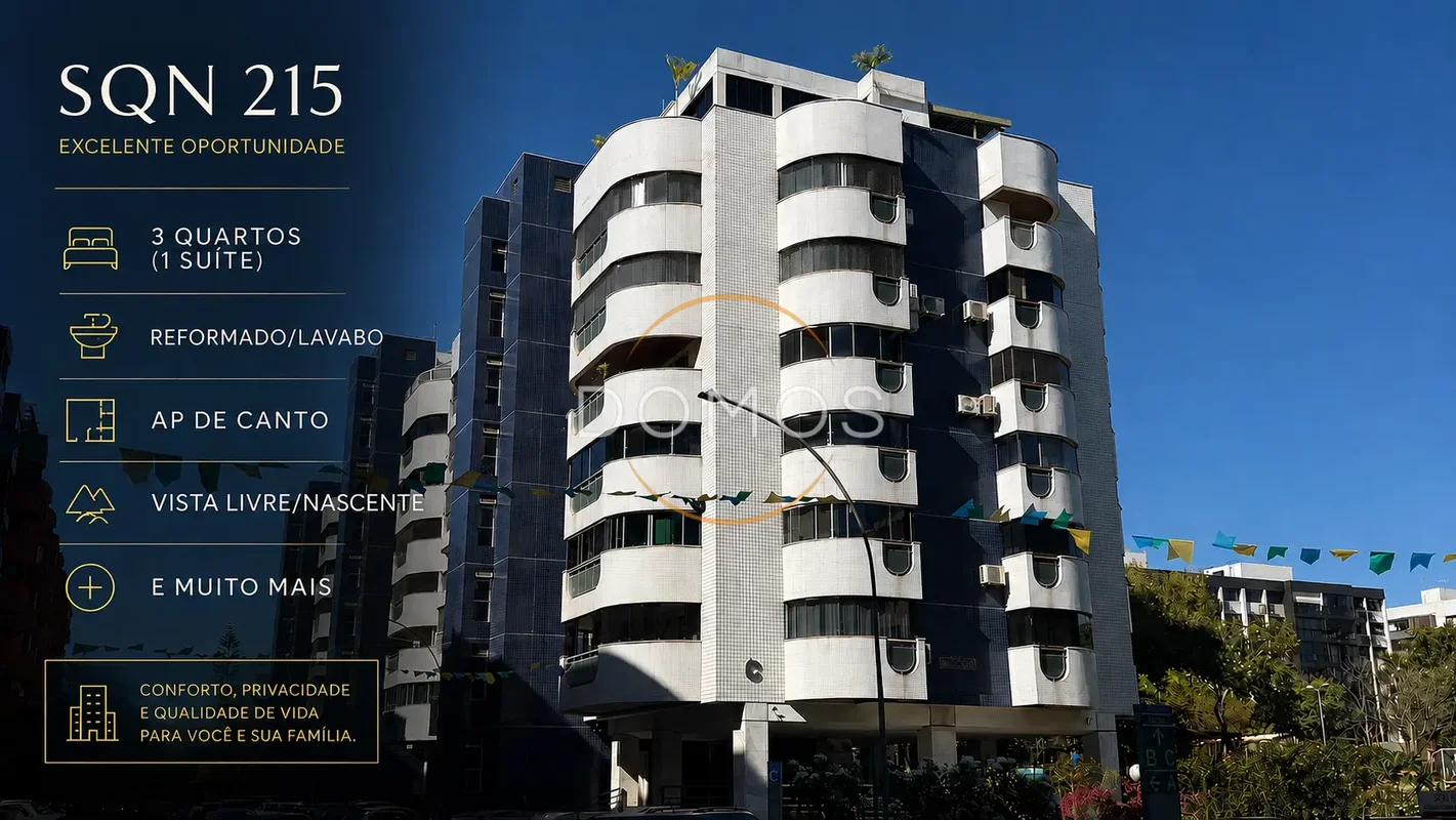 SQN 215 | 121,30 m² | Reforma Exclusiva | 3 Quartos com SuíteMore em uma das qua...