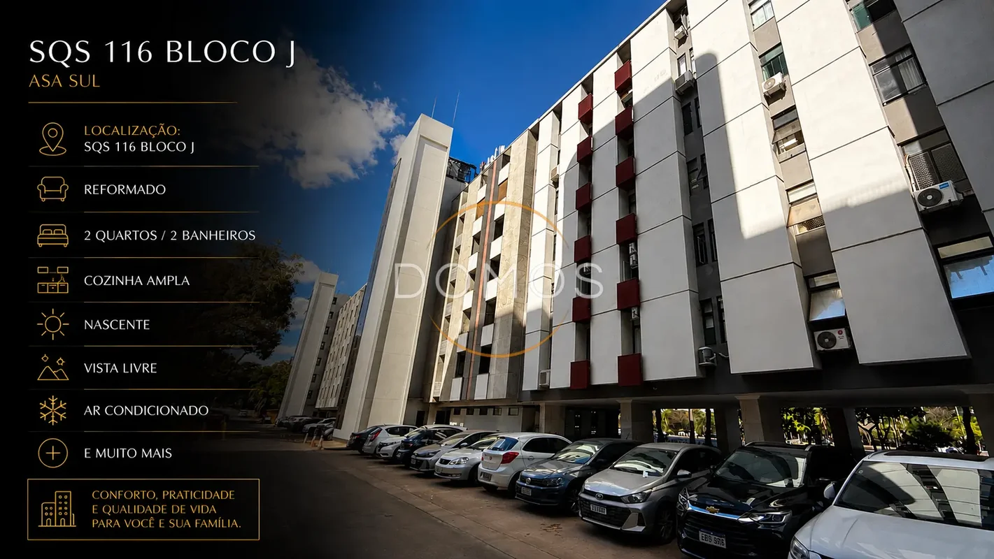 Apartamento Reformado na SQS 116 – Andar Alto, Nascente e Vista LivreExcelente o...