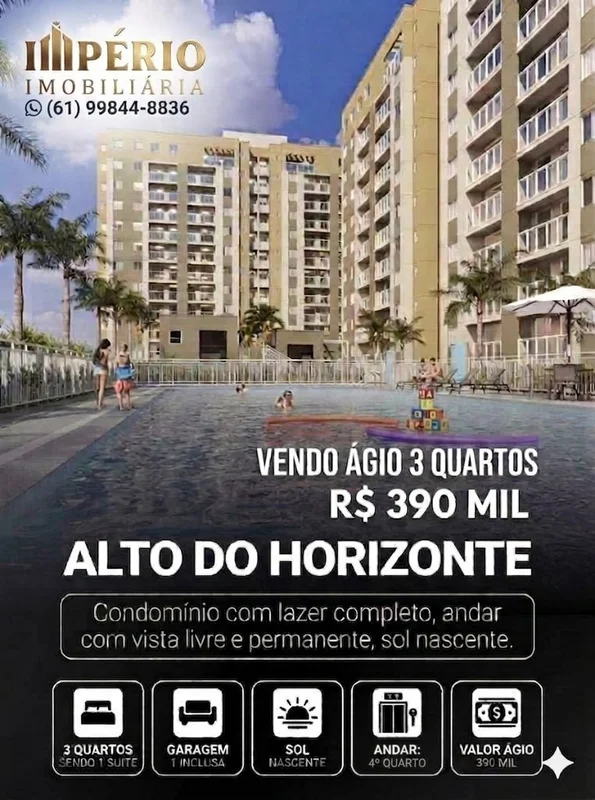 Ágio Alto do Horizonte 3 Quartos sendo 1 SuíteValor R$390.000,00Aceito propostaA...