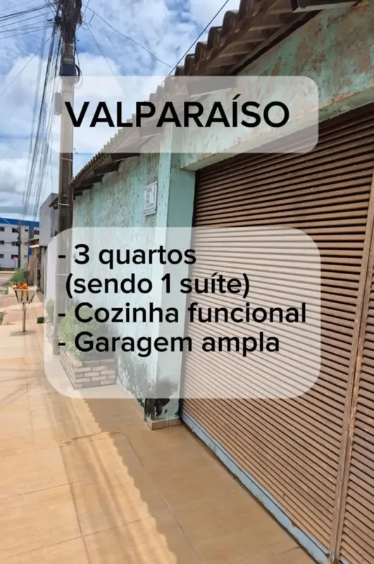 Casa à Venda Valparaíso Etapa C, Quadra 17 - 3 quartos (1 suíte), sala, cozinha,...