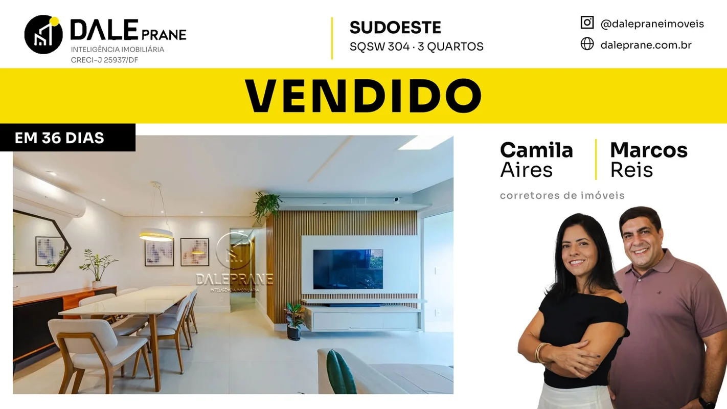 DALEPRANE INTELIGÊNCIA IMOBILIÁRIA VENDE COM EXCLUSIVIDADE 03 QUARTOS DA SQSW 30...