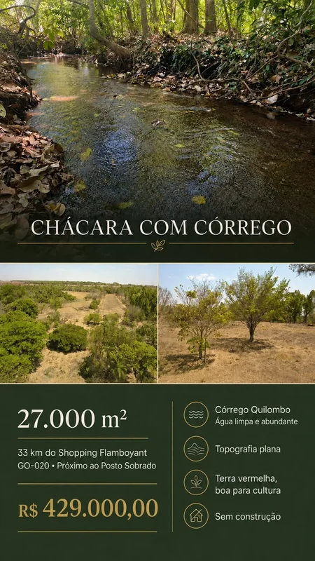 ???? 27.000 M² COM CÓRREGO POR R$ 429 MIL!Uma oportunidade para quem busca terra...
