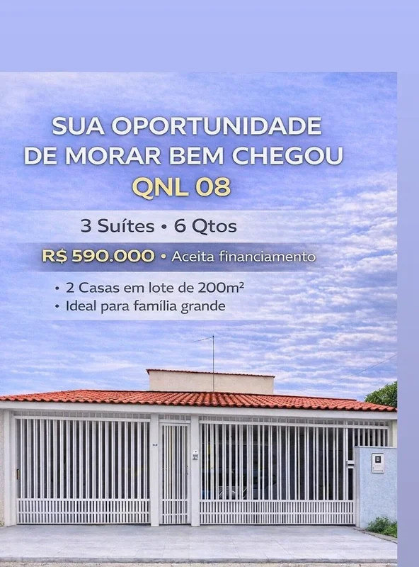 IMÓVEL À VENDA — QNL 8Excelente imóvel com duas casas no mesmo lote, ideal para ...