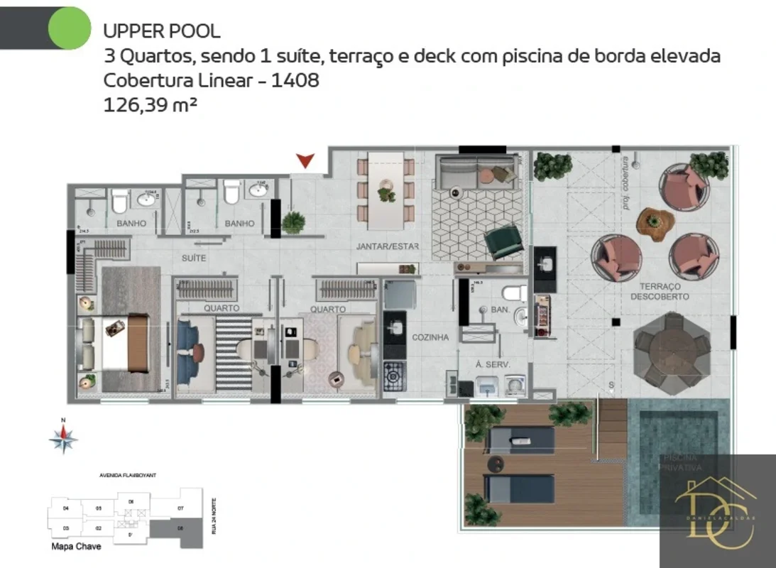 Cobertura Linear no Let Parque, na Rua 24, Norte, Aguas Claras, DF. Um apartamen...