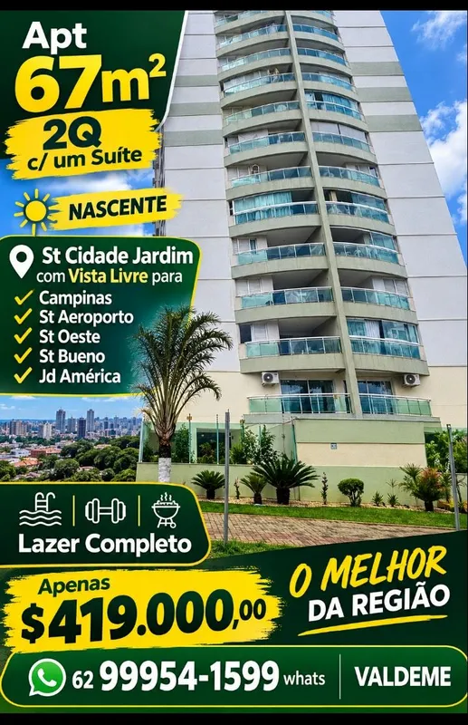 Apartamento com 67m², Vista Livre e Permanete para o NASCENTE, com dois Quartos,...