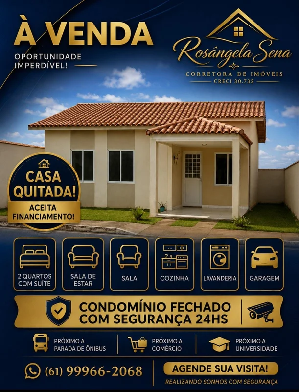 Vendo casa em condomínio Banheiro social Cozinha grandeSala ampla e clara,Quarto...